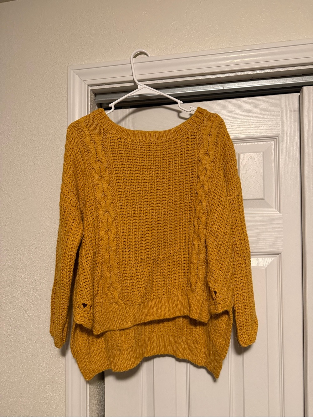 Mustard Cable Knit Women's Sweater
